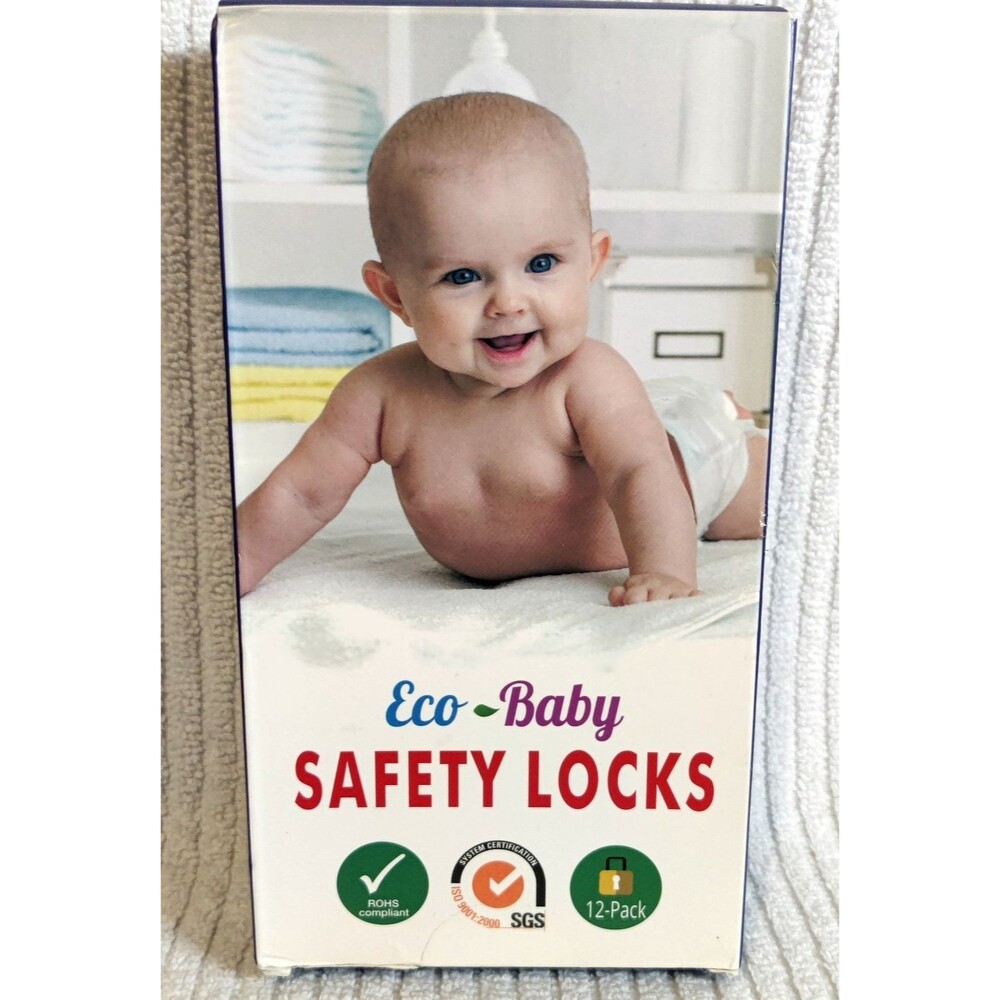 Eco-Baby Cabinet and Drawer Locks - 12 Strap Locks 2 Keys Cabinet Safety Locks
